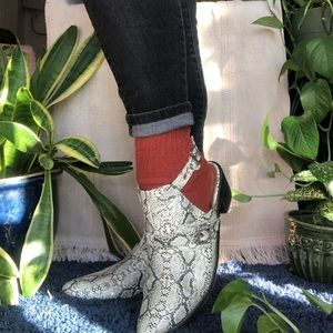 Faux Snakeskin Cutout Booties